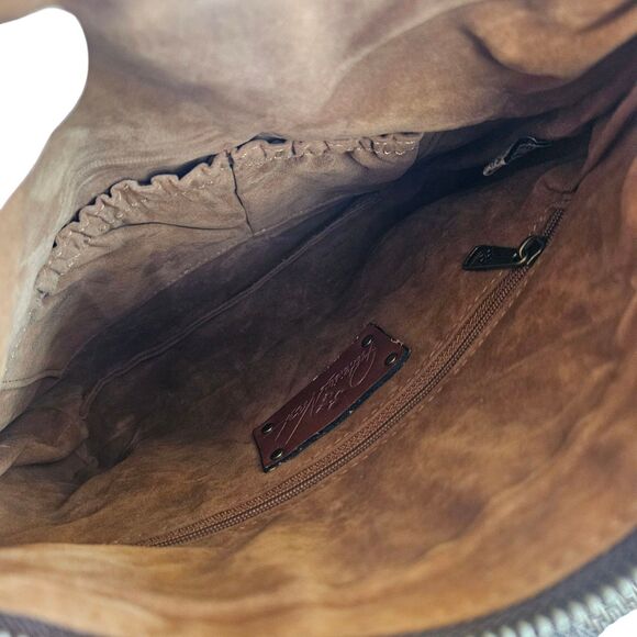 Patricia Nash Valerie Tooled Leather Fold-Over Wristlet Clutch Purse Green - Picture 4 of 8